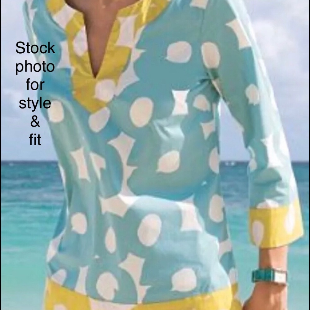 Boden Coral Red & Brown Print Tunic Top - Picture 4 of 13